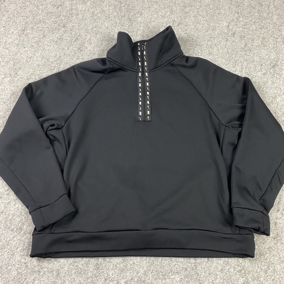 Nike Pullover Mens Large Black Half Zip Mock Neck Fleece Lined Pockets Athletic‎ - Picture 1 of 11